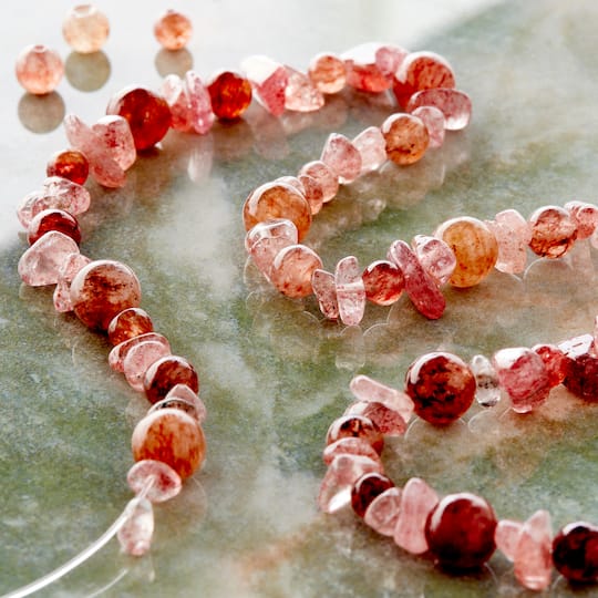 6 Pack: Strawberry Quartz Semi-Precious Beads Value Pack by Bead Landing™